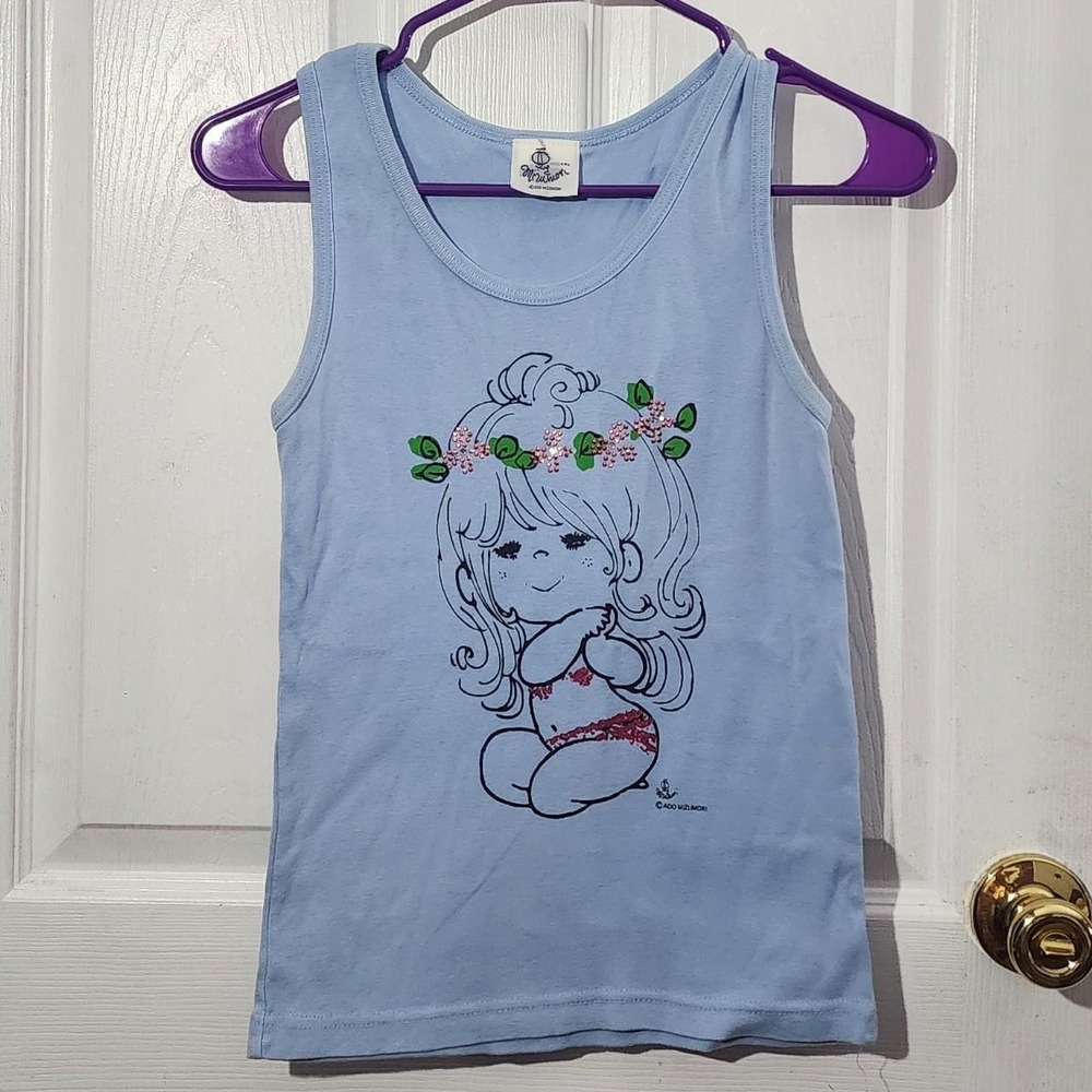 Blue Vintage Flower Crown Girl Tank Top